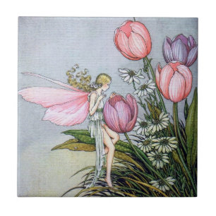 Feenfliese mit Tulpen Keramik Fliese