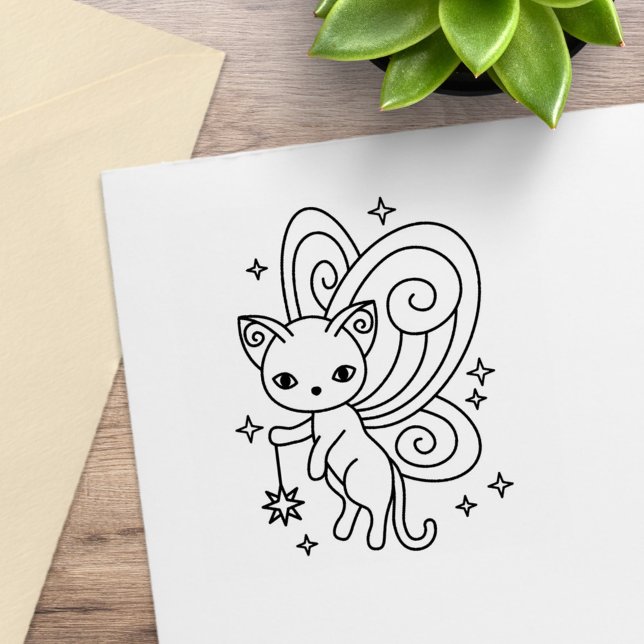 Feenflügel-Kätzchen Pixie Katze Gummistempel (Von Creator hochgeladen)