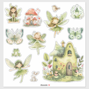 Feengarten Cottagecore Aufkleberblatt – Whimsical Aufkleber