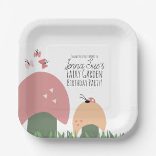 Feengarten Pilze Marienkäfer Schmetterlinge Pappteller