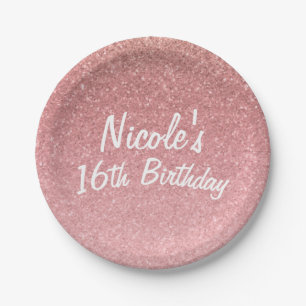 Feenhafte Geschichten-Rosa-Glitzer-Bonbon 16 Pappteller