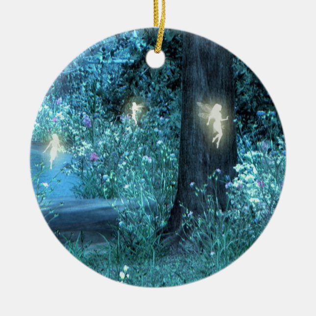 Feenhafte magische Weihnachtsverzierung Keramikornament (Vorne)