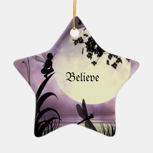 Feenhafte Moonlit Teich-Verzierung Keramikornament (Vorne)