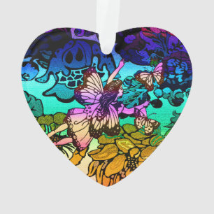Feenhafte Prinzessin Flying mit Schmetterlingen in Ornament
