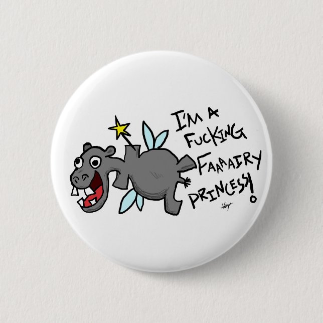 Feenhafte Prinzessin Hippo Button (Vorderseite)