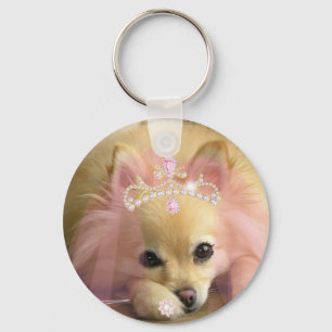 feenhafter Prinzessinhund mit Diamantkrone Schlüsselanhänger
