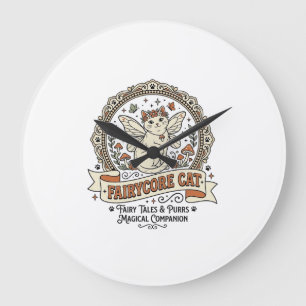 Feenhaftes Katze Feenhaftes Katze Vintage Vektor K Große Wanduhr