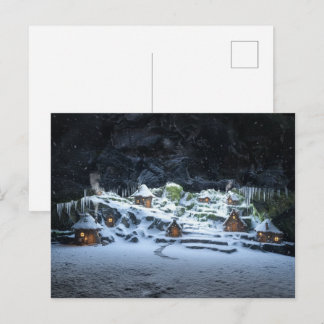Feenheime in einem winterlichen Hohlraum Weihnacht Postkarte