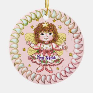 Feenmädchen-Ornament aus Rosen Keramik Ornament