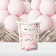 Feenpilzhaus Rosa Geburtstag Papierbecher