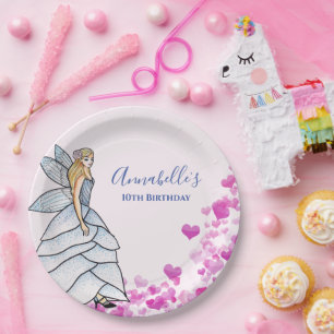 Feenprinzessin Blütenblätter Kleid Mode Illustrati Pappteller