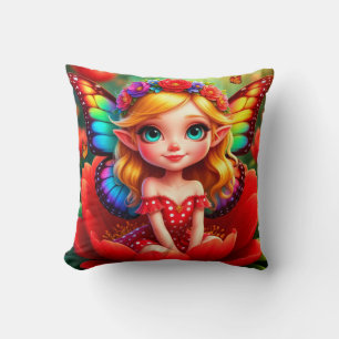 🧚 Feenprinzessin Florale Fantasie Süßes Kinderzim Kissen