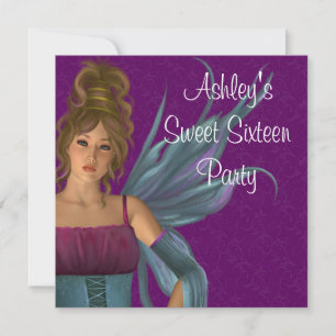 Feenprinzessin Lila Türkis Sweet 16 Party Einladung