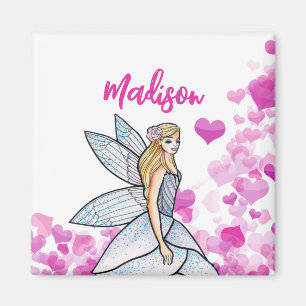 Feenprinzessin rosa Herzen Modeillustration Magnet