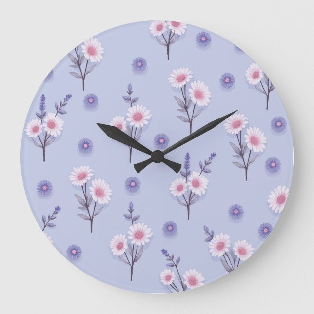 Feenstaub-Gänseblümchen Große Wanduhr (Vorderseite)