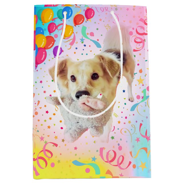 Fee's Fun Birthday Bag - farbenfrohe Feiern Mittlere Geschenktüte (Vorderseite)