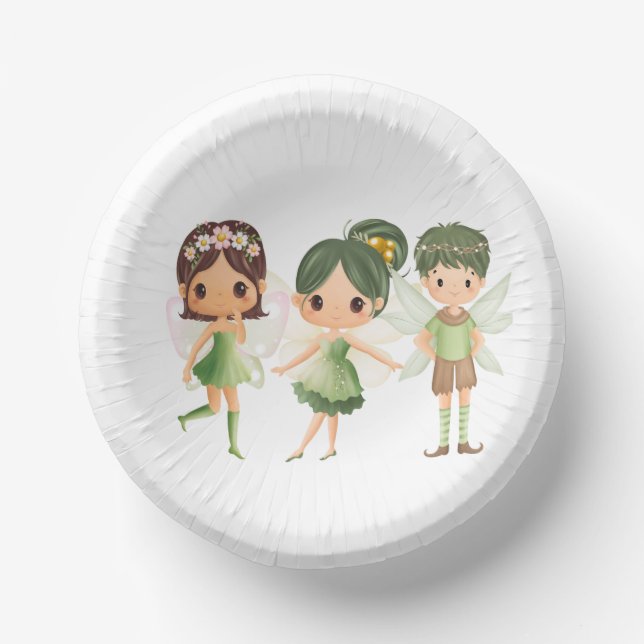 Fées habillées de bols en papier vert (Recto)