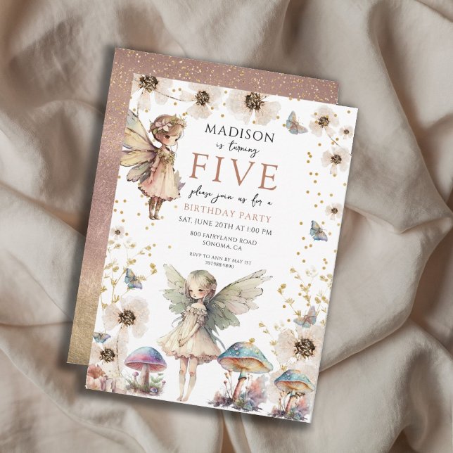 Fées magiques Invitation de la 5e fête d'anniversa (Créateur téléchargé)