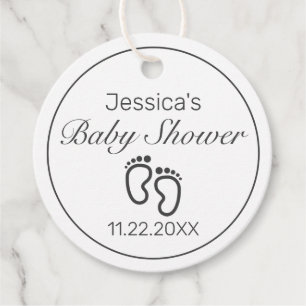 Feet Moderne Minimalistische White Baby Dusche Geschenkanhänger