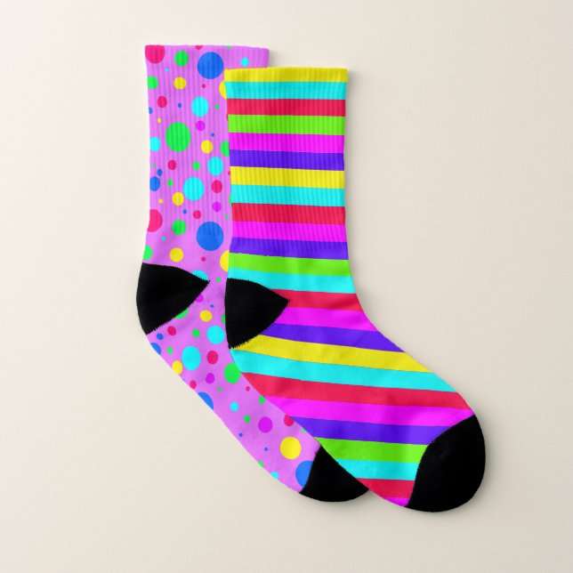 Fehlanpassungs-bunter Streifen-Tupfen Socken (Paar)