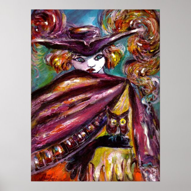 FEHLEN / Mysteriöse Maske mit Tricorn und Eule Poster (Vorne)