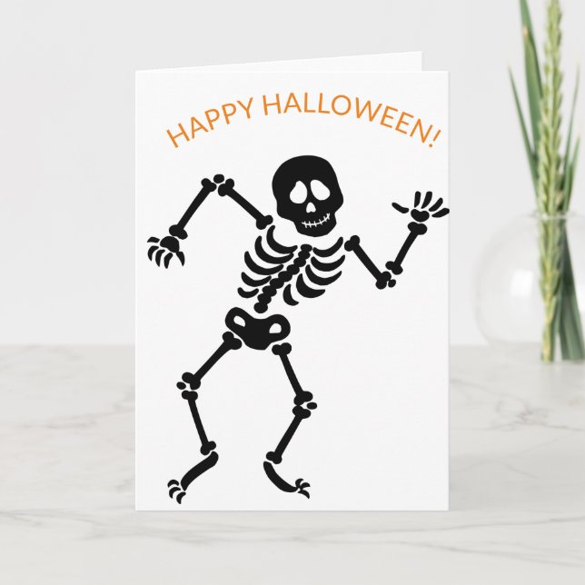 FEHLENDE HALLOWEEN DANCING-SKELETON-Faltenkarte (Vorderseite)