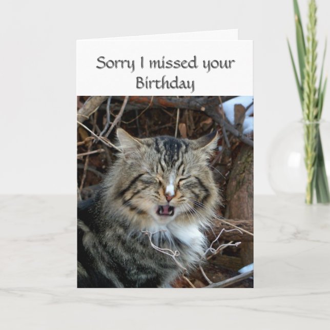 Fehlender Geburtstag Cat Foto Gruß Karte (Vorderseite)