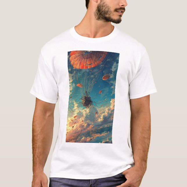 Fehlender Parachute Tangle Design T - Shirt (Vorderseite)