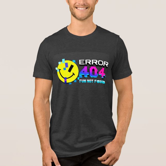 Fehler 404 Fun Not Found_Neon Glitch Smiley Design Tri-Blend Shirt (Vorderseite)