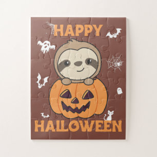 Fehler in Pumpkin süße Sloths zu Halloween Jigsaw