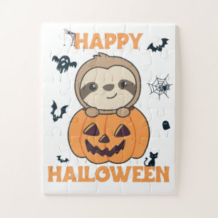 Fehler in Pumpkin süße Sloths zu Halloween Jigsaw