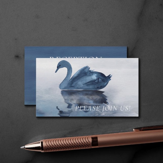 Fehlsichtigkeit | Blue Swan Hochzeitsempfang Begleitkarte (Von Creator hochgeladen)