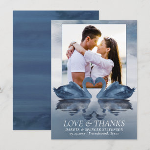 Fehlsichtigkeit   Dusty Blue Swan Wedding Foto Dankeskarte