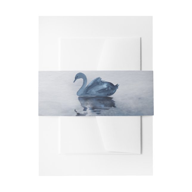 Fehlsichtigkeit | Moody Dusty Blue Swan am See Einladungsbanderole (Vorderseite Beispiel)