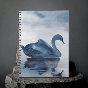 Fehlsichtigkeit   Moody Dusty Blue Swan am See Notizblock