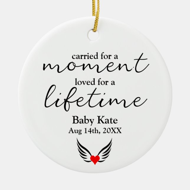 Fehlwagenstillgeburt Angel Wings Baby Loss Geschen Keramik Ornament (Vorne)