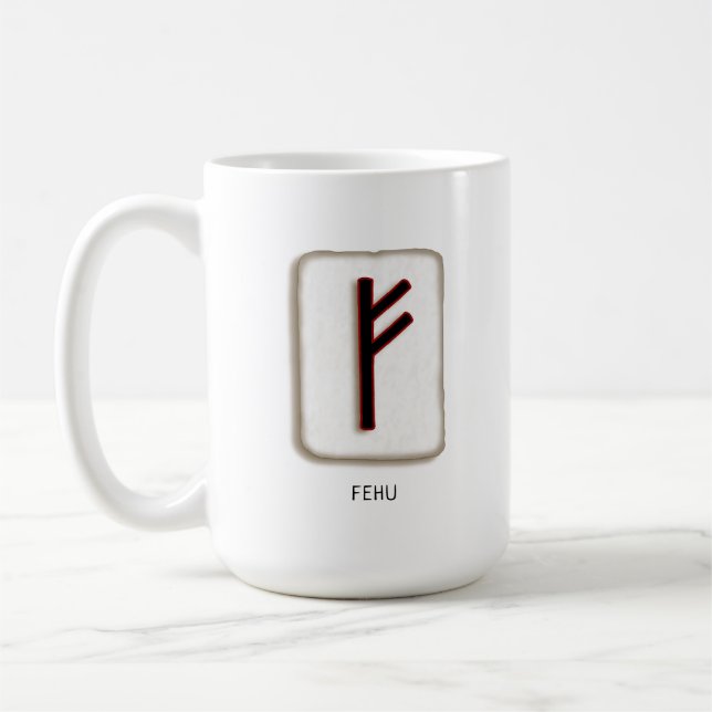 Fehu Rune Stone Mug Kaffeetasse (Links)