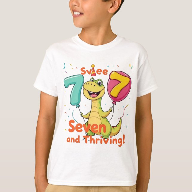 Feier 7. Geburtstag T-Shirt (Vorderseite)