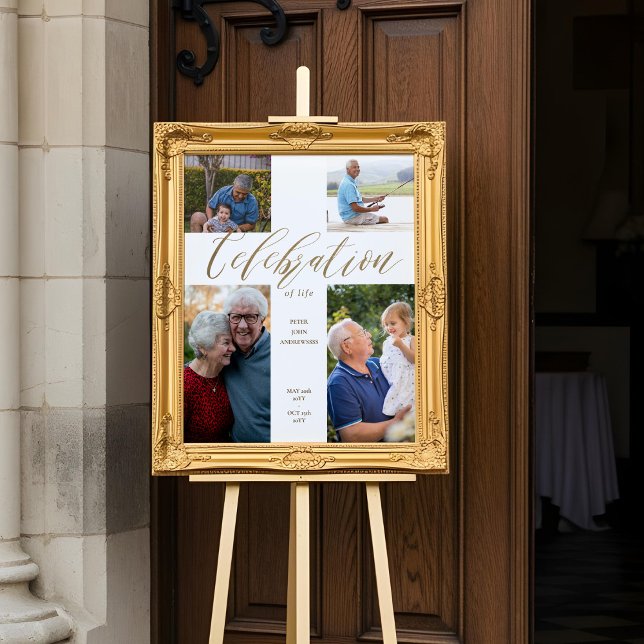 Feier der Beerdigung von Lebenskreuz-Collage Poster (Celebration of Life Cross Photo Collage Funeral Poster)
