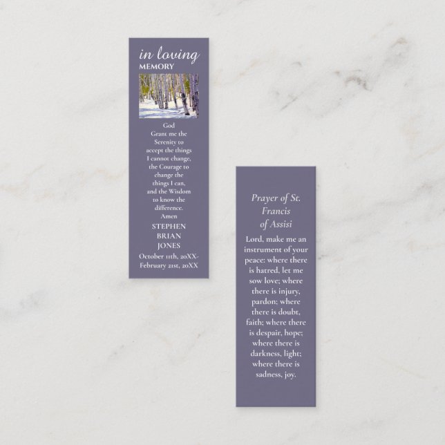 Feier der Beileid-Malerkarte des Lebens Telefonnummerkarte (Vorne/Hinten)