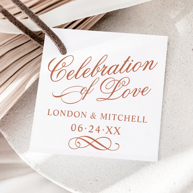 Feier der Liebe Terracotta Wedding Monogram Geschenkanhänger (Von Creator hochgeladen)