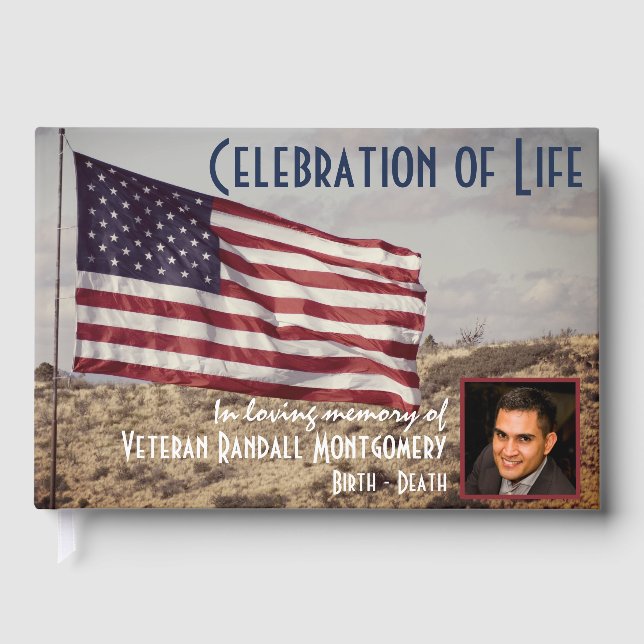Feier der rustikalen amerikanischen Gedenkflagge Gästebuch (Vorderseite)