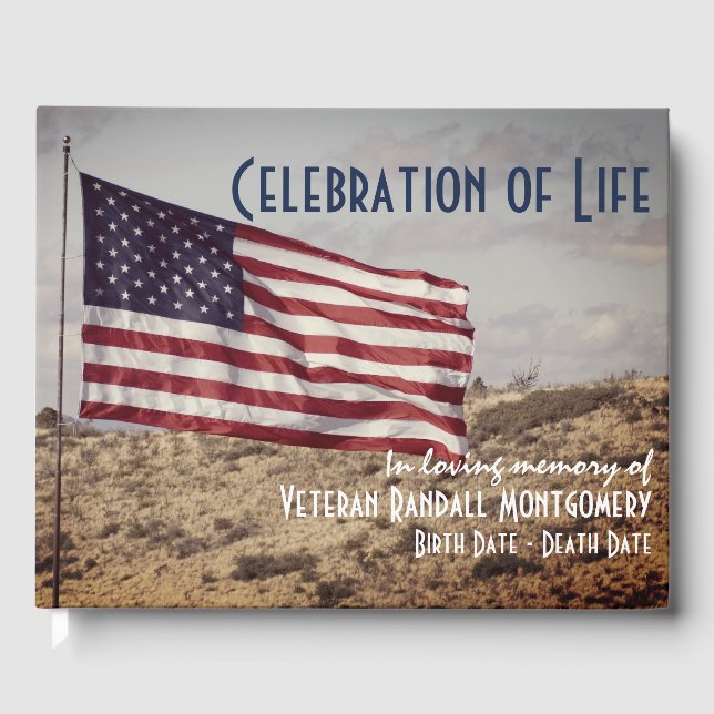 Feier der rustikalen amerikanischen Gedenkflagge Gästebuch (Vorderseite)