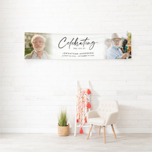 Feier des Lebens 2-Foto-Trauerfeier oder Gedenkfei Banner