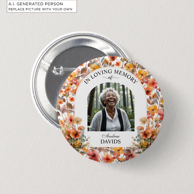 Feier-des-Lebens-Blumen-Trauer-Andenken Button (Von Creator hochgeladen)