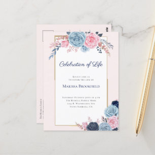 Feier des Lebens Blumen-Trauer-Einladung Postkarte