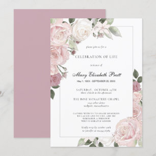 Feier des Lebens Blush Rosa Rose Rustikale Blüte Einladung
