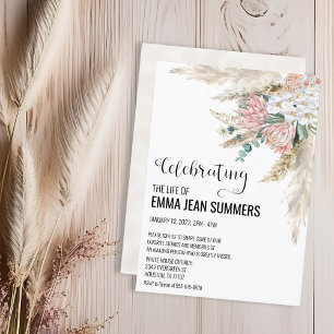 Feier des Lebens Boho Floral Pampas Gras Einladung
