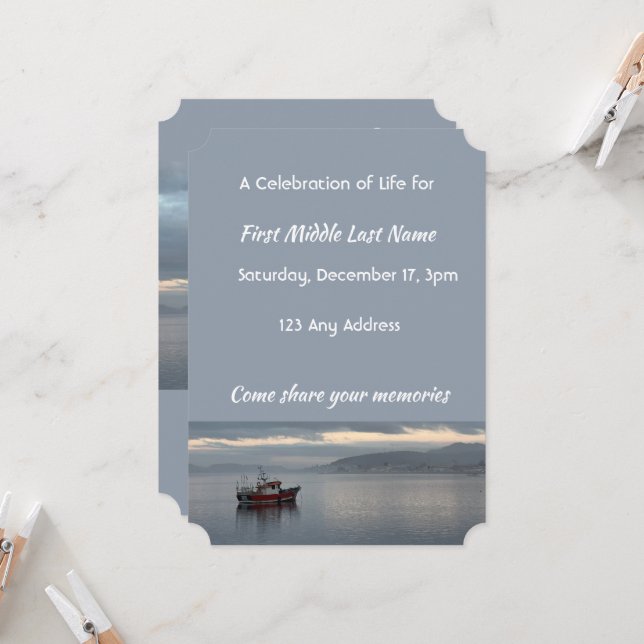 Feier des Lebens Einladender Fischer Einladung (Vorderseite/Rückseite Beispiel)