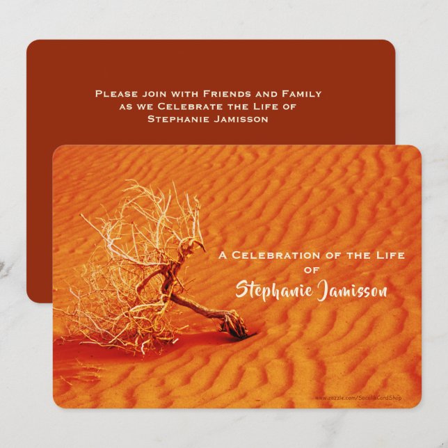 Feier des Lebens, einsame Bäume in fiery Red Sand Einladung (Vorne/Hinten)